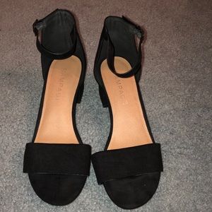 Black Mary Jane sandals with small kitten heel